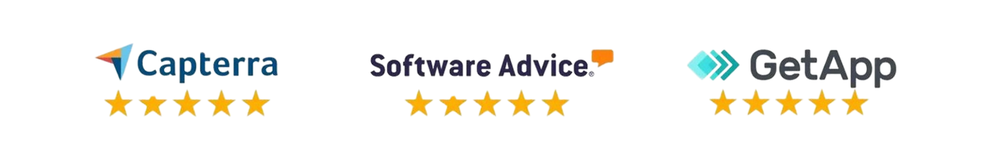 Capterra, Software Advice, and GetApp 5 star ratings