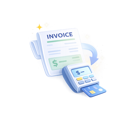 Step 2: get paid as usual — an invoice being paid through a Stripe card reader
