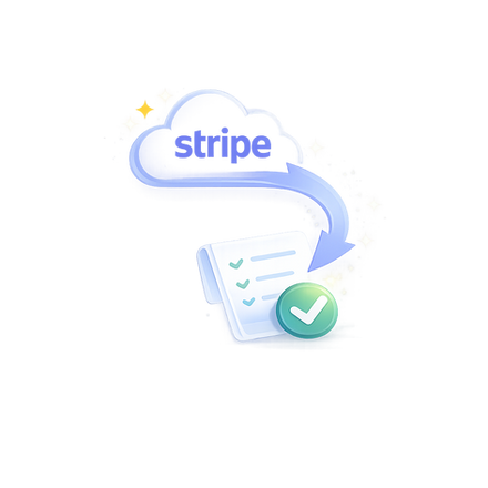 Step 1: connect Stripe — Stripe payments flowing into a ReInvestWealth checklist